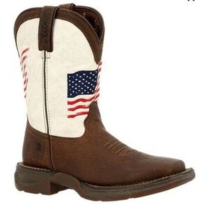 DURANGO BOYS' 8” REBEL DISTRESSED FLAG WESTERN BOOTS SQUARE TOE 6